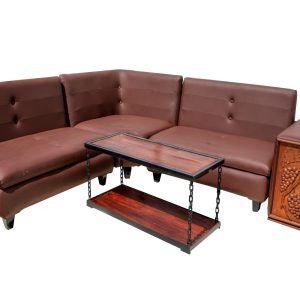 5 seater contemporary brown leather sectional sofa set