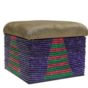 Sisal color mix storage Ottoman-purple