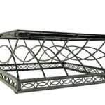 Glass coffee table with interlacing metal stand